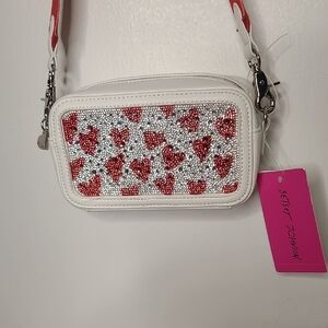 Betsey Johnson White and Red Heart Crossbody Bag